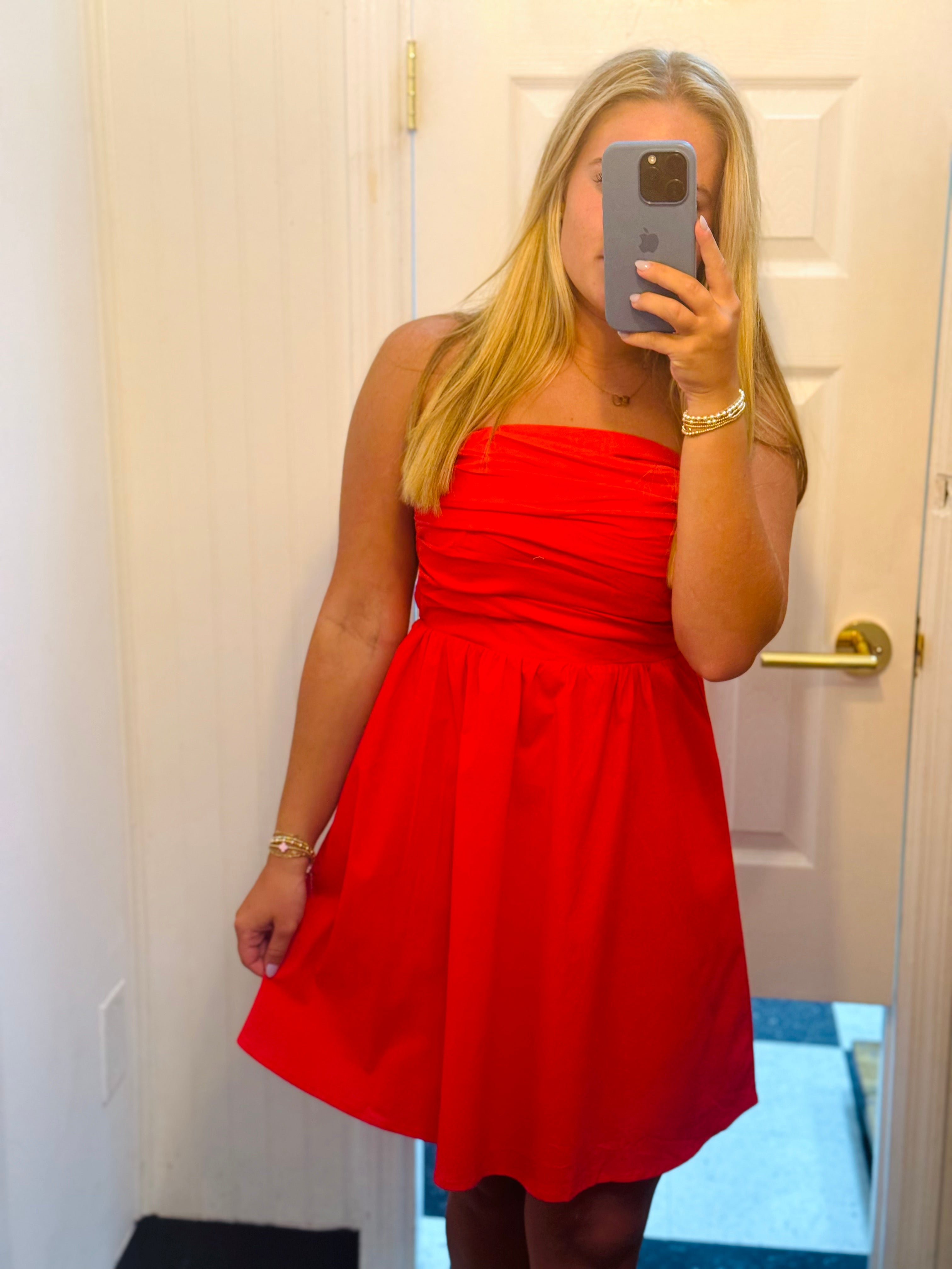 WALKER STRAPLESS DRESS RED