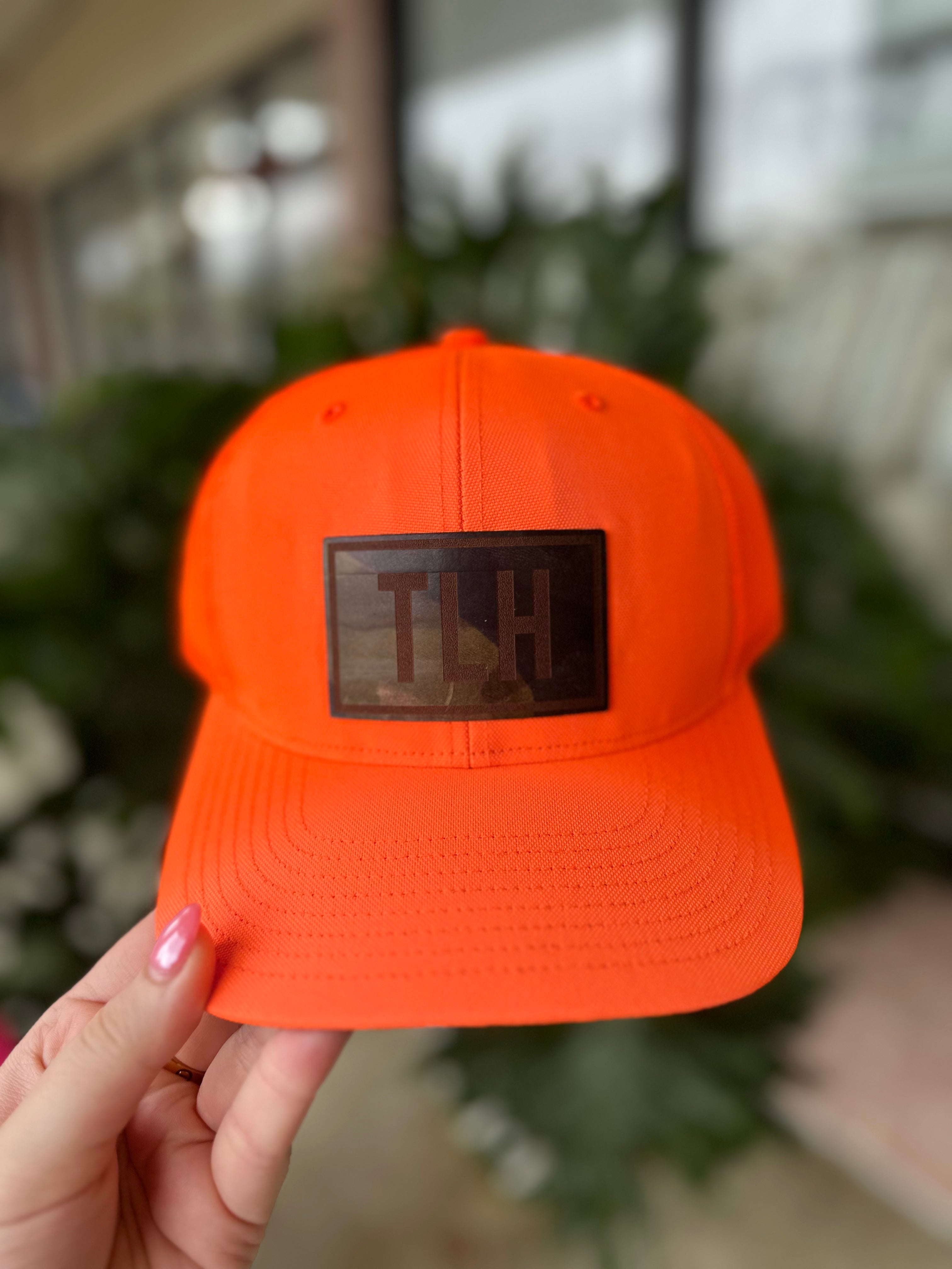 GENUINE CAMO LEATHER ORANGE TLH HAT